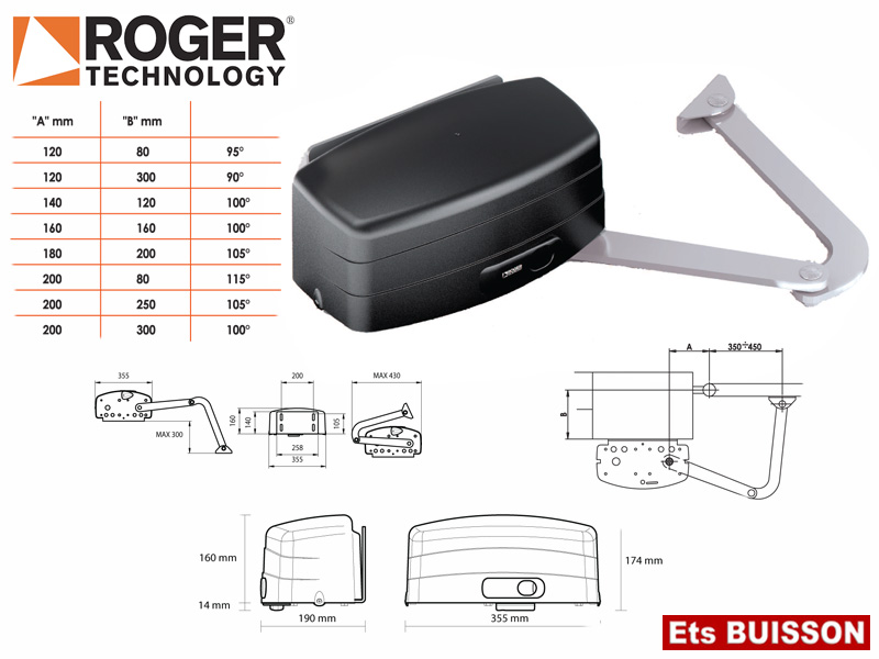 Roger Technology R23 - Motoréducteur irréversible FdC sans bras