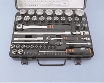 Coffret de douilles 1/4” + 1/2" + embouts 1/4” 56 pièces