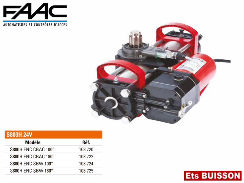 FAAC moteur hydraulique enterré S800H ENC 24V SBW 100° 108724