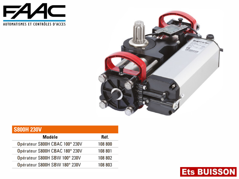 FAAC moteur hydraulique enterré S800H ENC 230V SBW 100° 108802