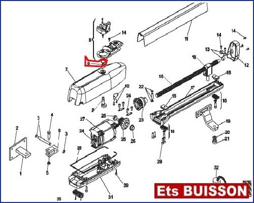 FAAC 413 Système déverrouillage N°9 Référence 60202145