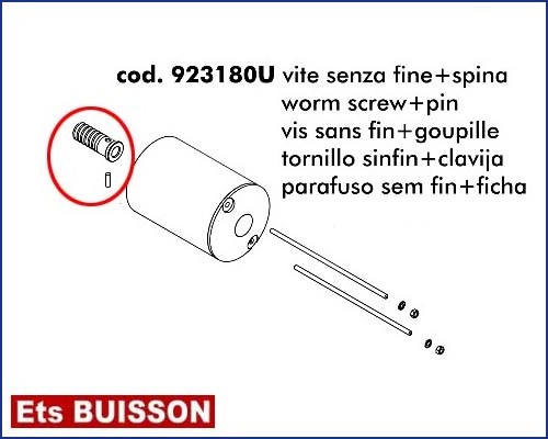 DEA LIVI 900 - Vis sans fin & goupille référence 923180U