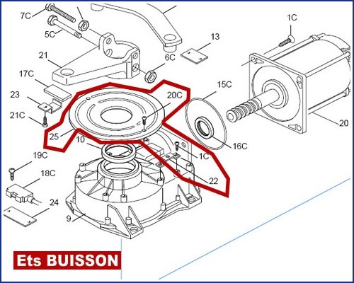 CAME FROG-A24 Support groupe butée 119RIA058